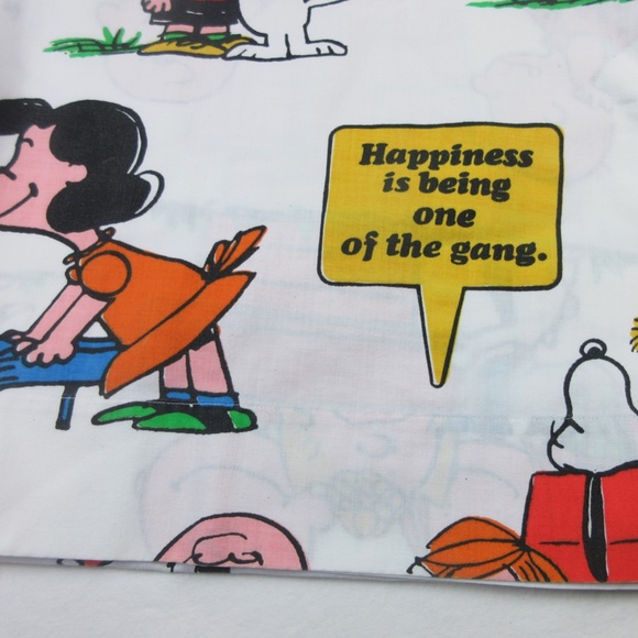 Vintage 1971 Peanuts Comic Strip Cotton Flat Sheet Pair - Picture 3 of 6